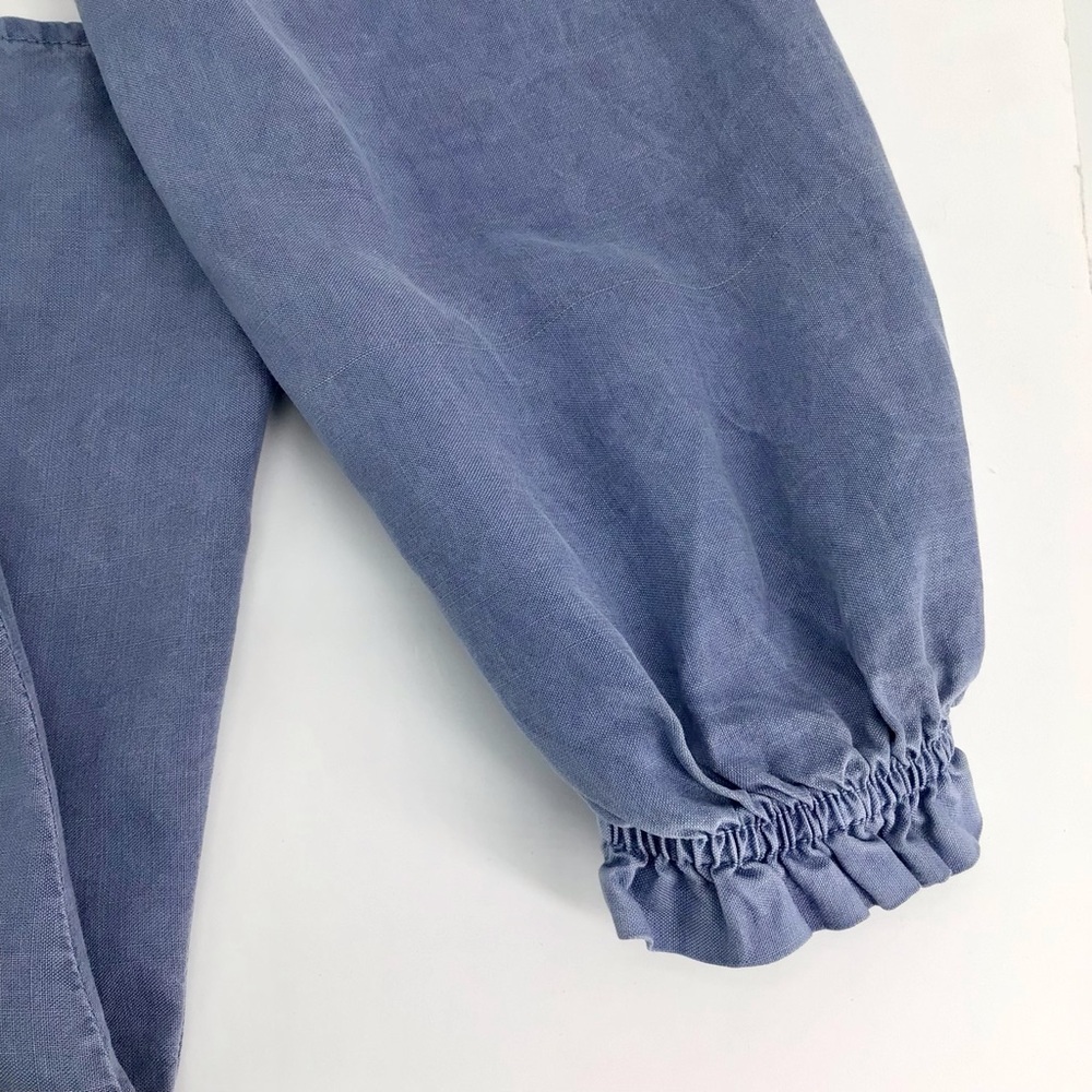 Bella Dahl Tencel-Lyocell Blue V Neck Long Sleeve Smocked Mini Dress Size Large - Picture 8 of 14